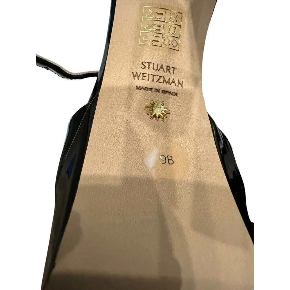 Stuart Weitzman DiscoPlatform Black Patent Leather Sandals Sz 9 $595 NEW